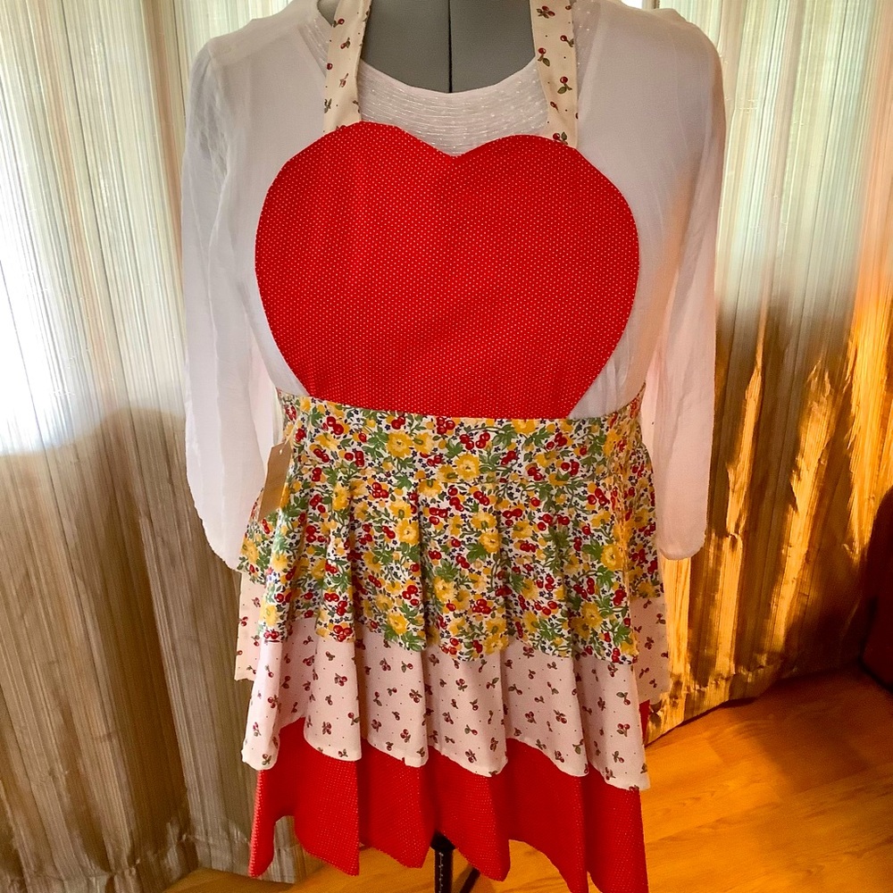 Heart shaped handmade cotton apron